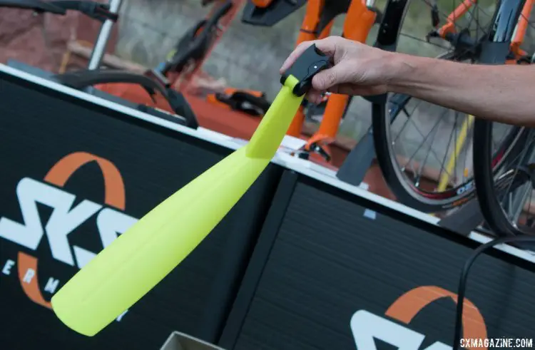 SKS' new X-tra Dry quick-mount rear fender now comes in neon green and orange. Magura Press Camp. © Cyclocross Magazine