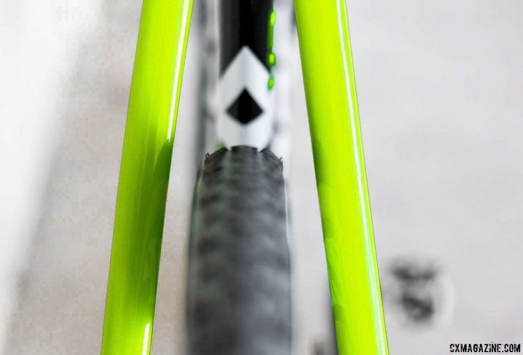 Plenty of tire clearance up by the seat stays as well. 2017 Cannondale SuperX Team Cyclocross bike. © Cyclocross Magazine