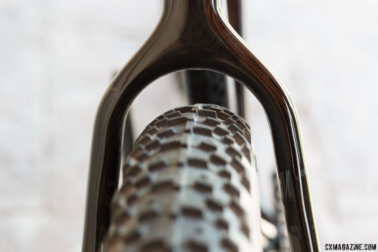 Seatstay clearance around the 2.1 inch 650b tire on the 3T Exploro gravel/cyclocross bike. © Cyclocross Magazine