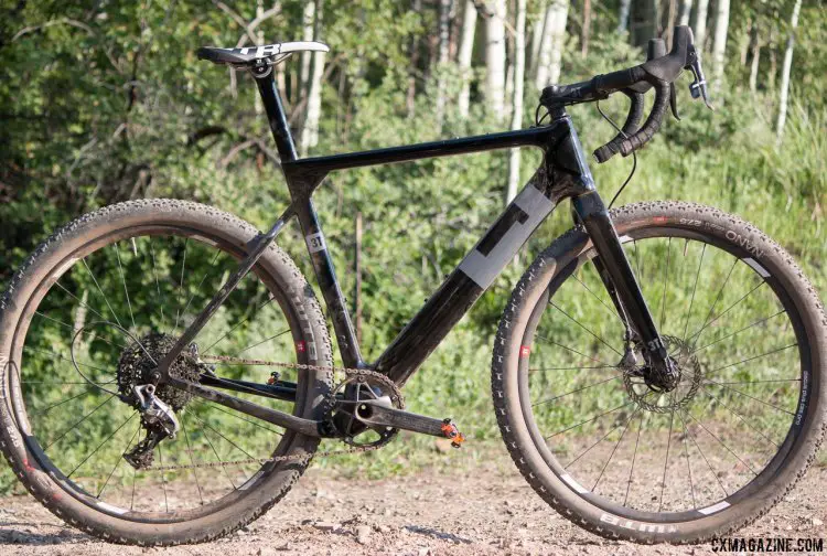 3T Exploro gravel/cyclocross bike comes in two levels, with the top-shelf LTD and then the Team edition. The LTD frameset (frame, fork, headset, seatpost) is a whopping $4200 USD, while the team is still pricey at $2999. There's about a 240g difference between the levels - 200g on the frame and 40g on the fork. © Cyclocross Magazine
