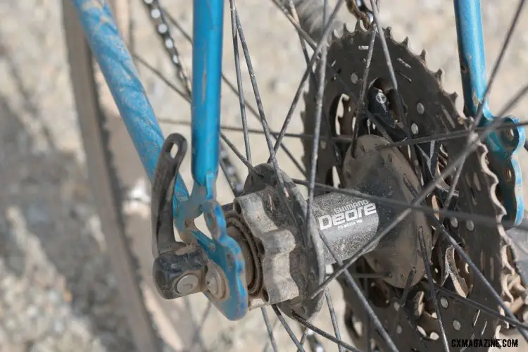 Quick release was state of the art in the 80s and disc brakes were not yet. Still, the Deore hub is hard to argue with for relaibility, regardless of brake choice. Lost and Found 2016. © Cyclocross Magazine