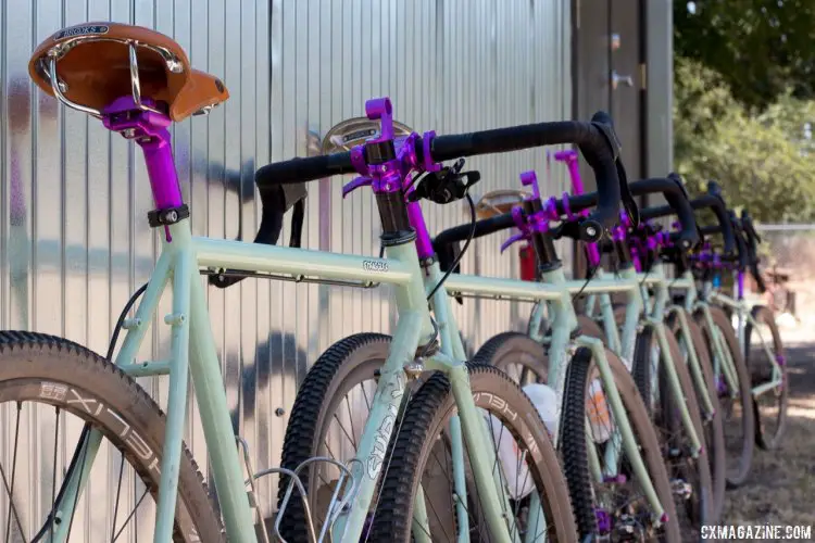 Paul Component Engineering's quiver of Surly test bikes for the journalists. © Cyclocross Magazine