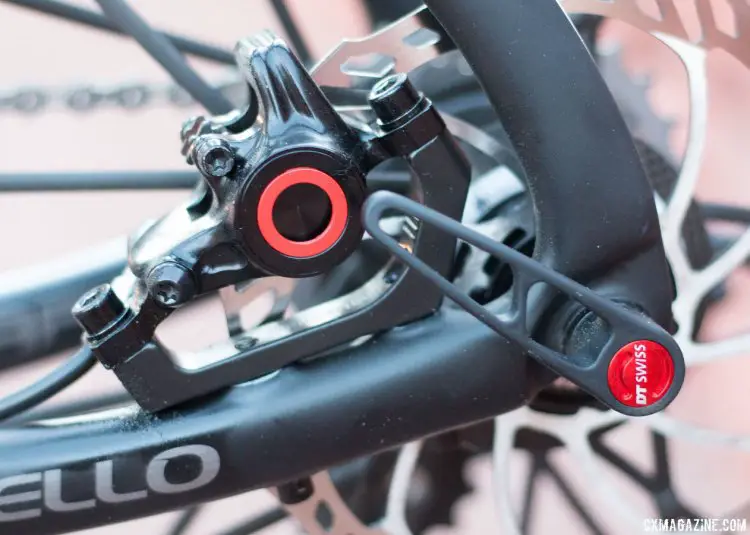Rotor's Uno group features only 160mm rotors and Magura's MT8 mineral oil-based hydraulic disc brakes. © Cyclocross Magazine