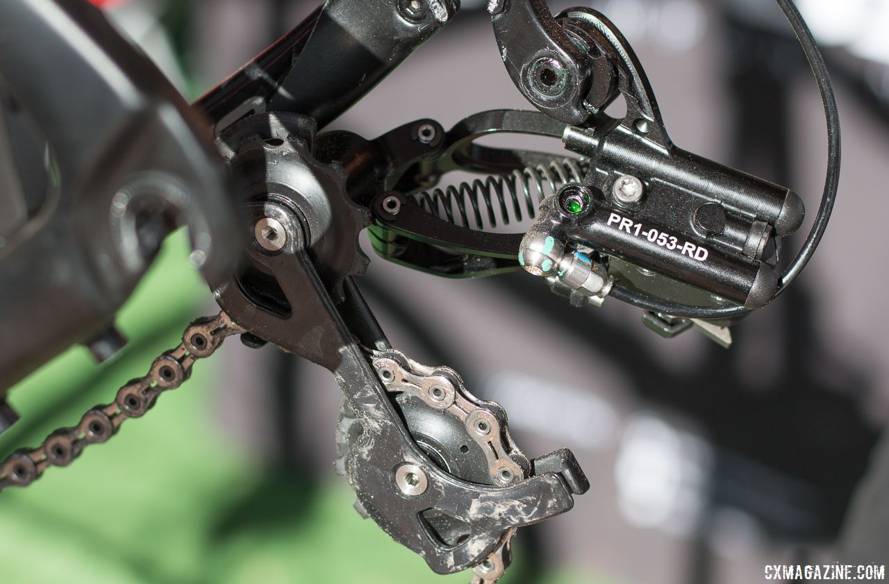 Rotor s Uno rear derailleur employs a spring that returns the