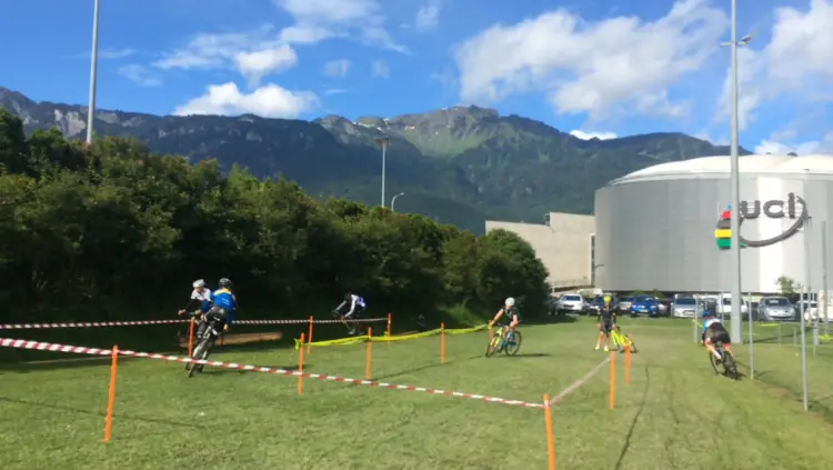 Cornering drills at UCI CX Training Camp 5.0. Photo courtesy Geoff Proctor. 