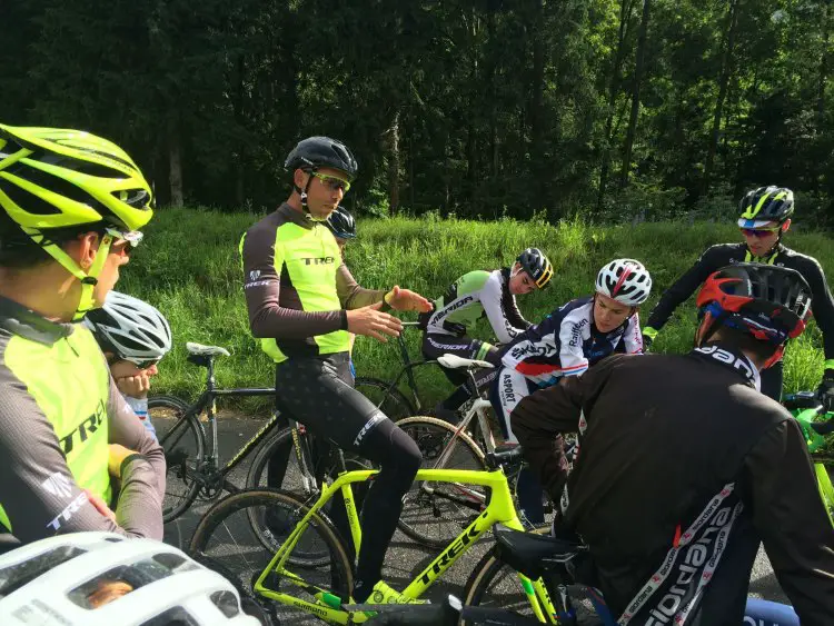 More talk on start technique. UCI CX Training Camp 5.0. Photo courtesy Geoff Proctor. 