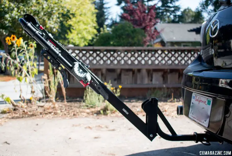 Allen Sports S535 Premier 3-bike hitch rack swings down for better access to your car's trunk. © Cyclocross Magazine