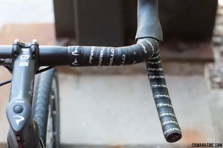 The Pinarello GAN GR Disk gravel bike with flared bars. Press Camp 2016. © Cyclocross Magazine