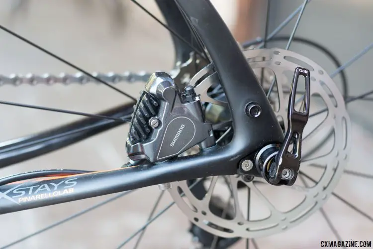 The Pinarello GAN GR and GRS bikes both feature Shimano hydraulic brakes. Press Camp 2016. © Cyclocross Magazine