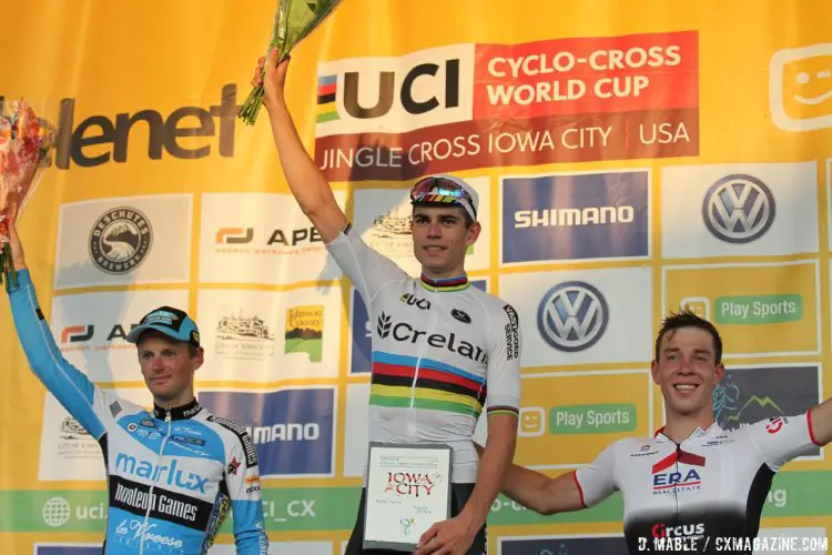 Pauwels, van Aert and Sweeck. 2016 Jingle Cross World Cup, Elite Men. © D. Mable / Cyclocross Magazine