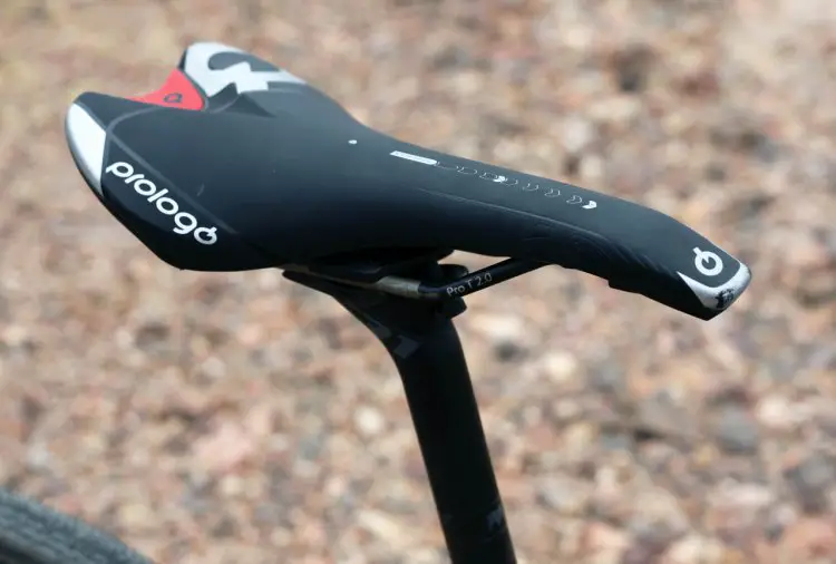 The Prologo Zero Space 2 saddle sits atop a Merckx brand seatpost. © Cyclocross Magazine