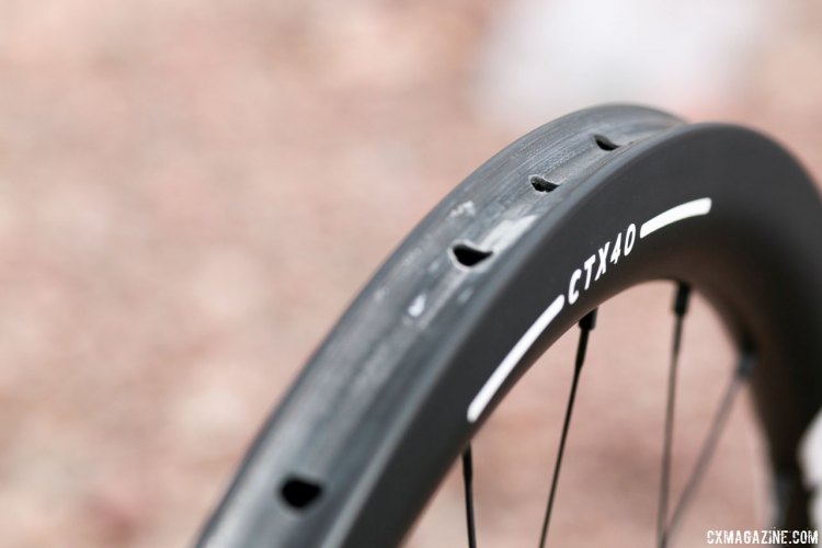 The CTX40 is 25mm wide external, has an unlimited weight limit, and weighs 591g front, 771g rear, 1362g for the pair. Retail is $2050. Alto Cycling wheels, Interbike 2016 © Cyclocross Magazine