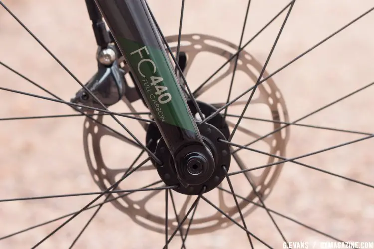 The full carbon fork features hidden fender eyelets to offer riders protection on rainy days. © Cyclocross Magazine