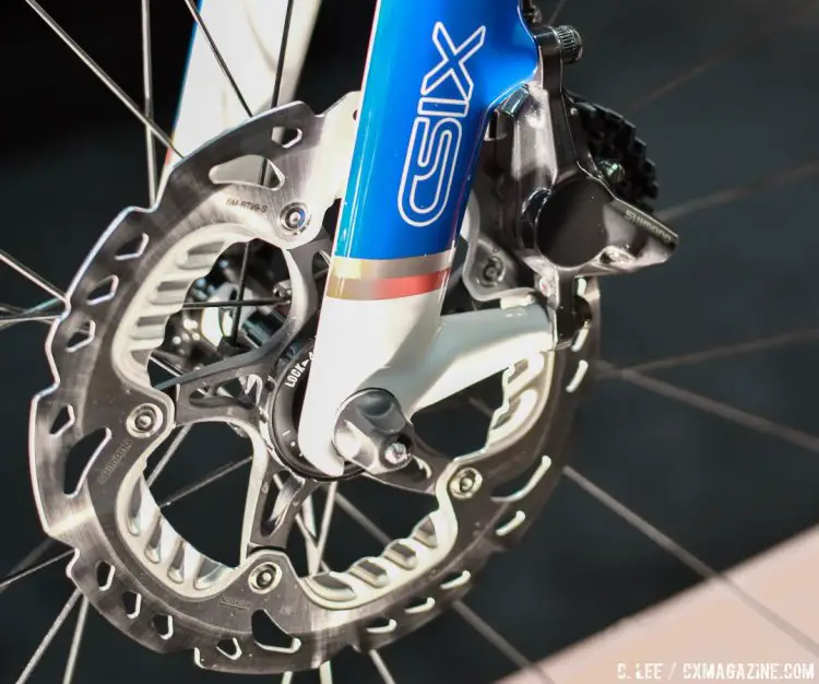 Shimano hydraulic brakes slow down the British racing machine. © C. Lee / Cyclocross Magazine