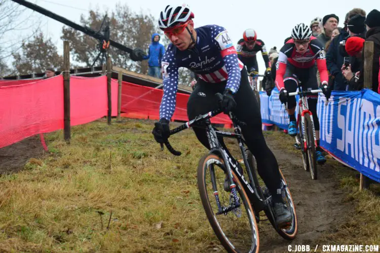 Jeremy Powers (USA) would finish down two laps in 47th place for the 2016 Zeven Cyclocross World Cup Elite Men's race. © C. Jobb / Cyclocross Magazine