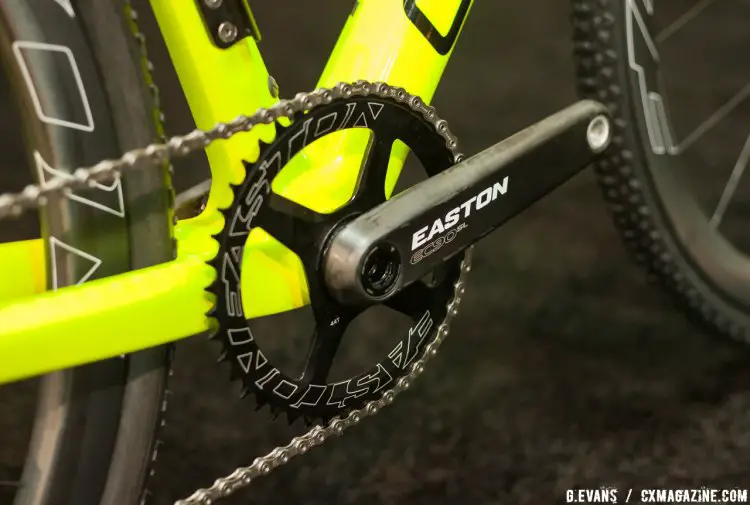 The other end of the drivetrain is all Easton with an EC90 SL carbon crank and a 44t Easton direct mount ring. © Cyclocross Magazine