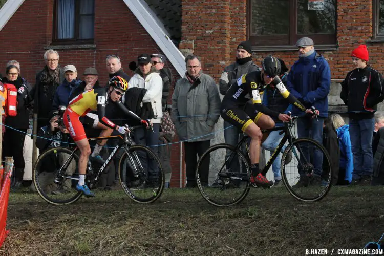 Sanne Cant & Ellen van Loy at the 2016 Soudal Classics Jaarmarktcross in Niel. © B. Hazen / Cyclocross Magazine