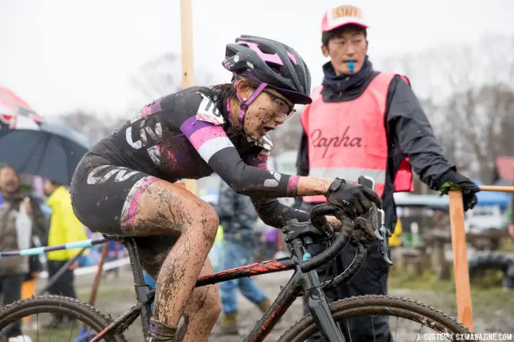 Waka Takeda on her way to second. 2016 Nobeyama Rapha Super Cross Day 2. © Jeff Curtes
