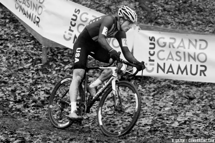 Denzel Stephenson was top American in 16th. 2016 UCI Cyclocross World Cup Junior Men. © B. Hazen / Cyclocross Magazine