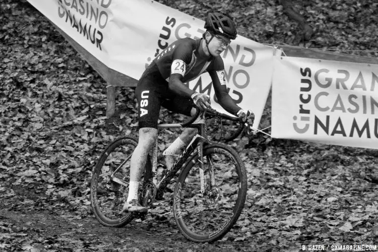 Lane Maher on his way to 31st. 2016 UCI Cyclocross World Cup Junior Men. © B. Hazen / Cyclocross Magazine