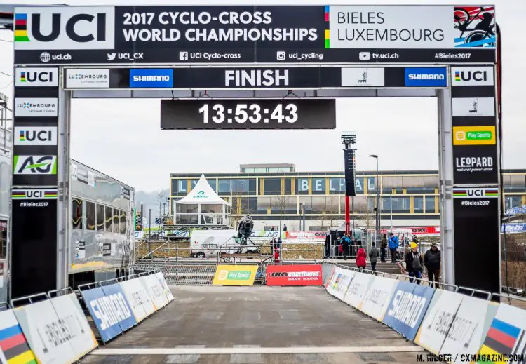 The line that separates Champions from contenders. 2017 Cyclocross World Championships Finish Line © M. Hilger / Cyclocross Magazine