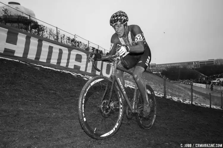 Gage Hecht had good start but missed finishing on the lead lap. U23 Men. 2017 UCI Cyclocross World Championships, Bieles, Luxembourg. © C. Jobb / Cyclocross Magazine