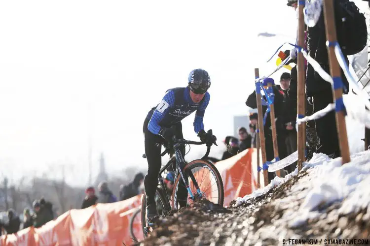 Jeremy Powers (Aspires Racing) put his handling skills to good use on the tricky course but didn't finish where he wanted to after a few crashes. 2017 Cyclcross National Championship, Elite Men. © C. Fegan-Kim / Cyclocross Magazine