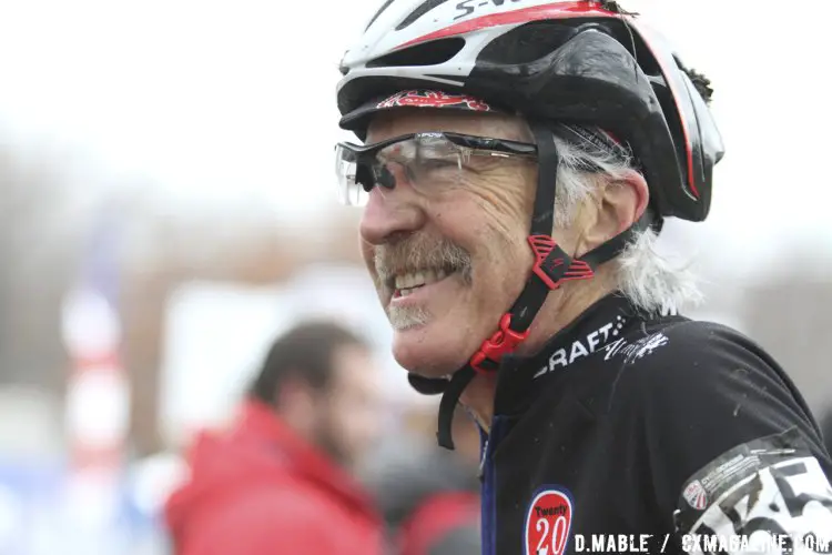 Fred Wittwer is all smiles after winning the Master's 65-69 National Championship. 2017 Cyclocross National Championships. ©D. Mable/Cyclocross Magazine