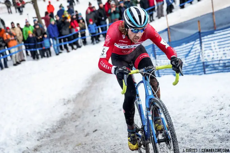 Driscoll won a collegiate title in a snowy Kansas City Nationals, and was at home on the frozen tundra in Hartford. 2017 Cyclocross National Championships. Sunday, U23 Men, Elite Women, Elite Men. © J. Curtes / Cyclocross Magazine