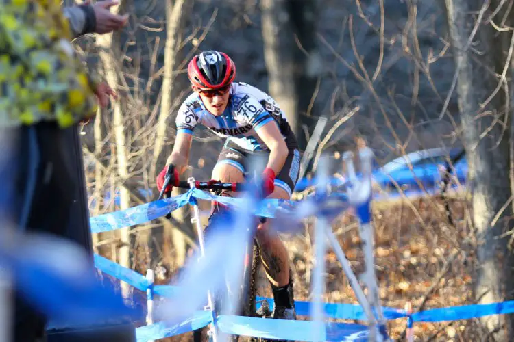 Hannah Arensman on her way to fourth behind her sister Allison. 2017 Cyclocross National Championships, Women's Collegiate Varsity Race. © D. Mable / Cyclocross Magazine