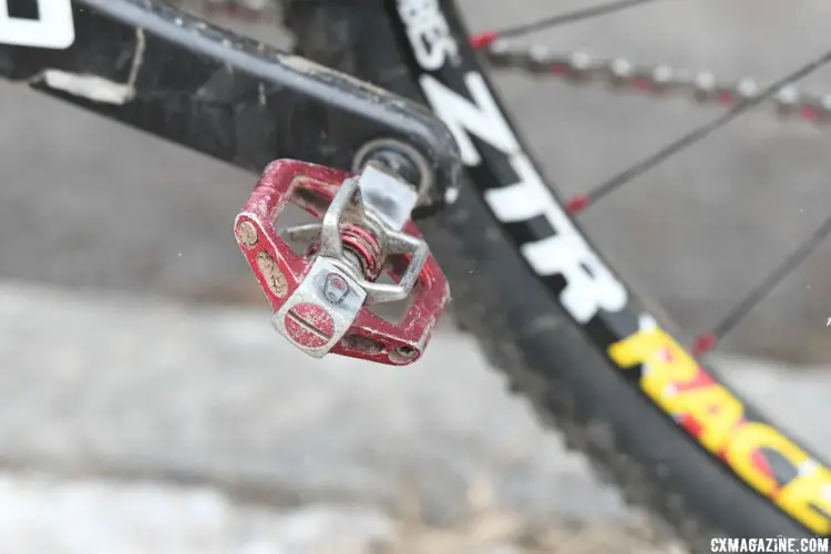 Crank Brothers Candy pedals serve well in muddy conditions. 2017 Cyclocross National Championships. © A. Yee / Cyclocross Magazine