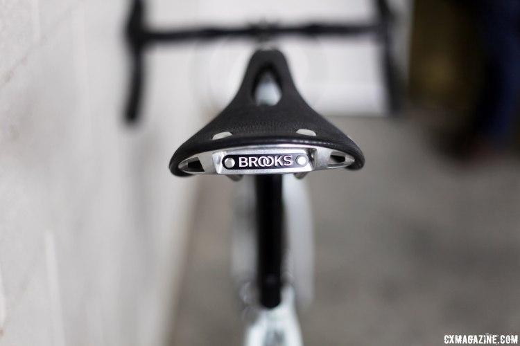 The Donhou DSSX features a Brooks Cambium C15 saddle with a look that matches well with the bike's overall aesthetic. NAHBS 2017. © C. Fegan-Kim Cyclocross Magazine