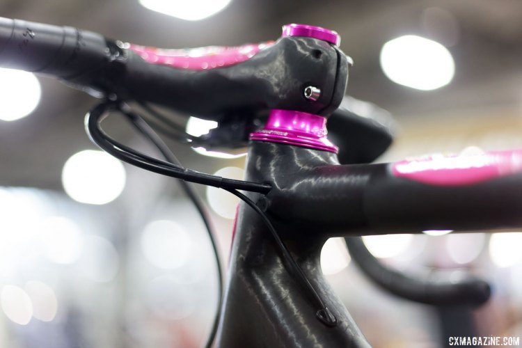 Matt Appleman's Pink Doughnut gravel bike featured an Appleman carbon bar/stem combo, with pink icing. NAHBS 2017. © C. Fegan-Kim Cyclocross Magazine