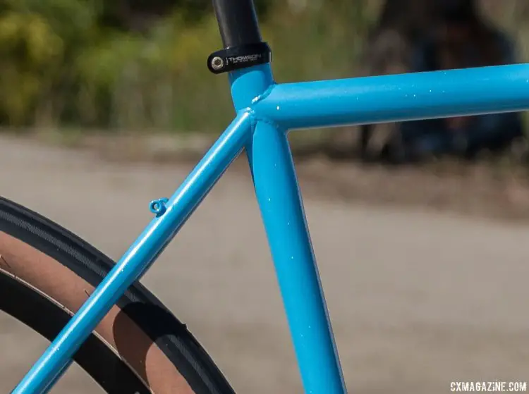 Small diameter steel tubing and rack mounts keep the Grimes classic looking and versatile. 2017 Sea Otter Classic. © C. Lee / Cyclocross Magazine