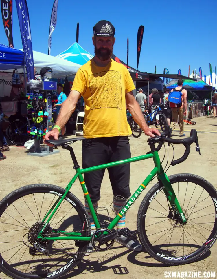 Leif Valin strikes a pose with the all new Fairdale Rockitship at the 2017 Sea Otter Classic. © G. Kato / Cyclocross Magazine