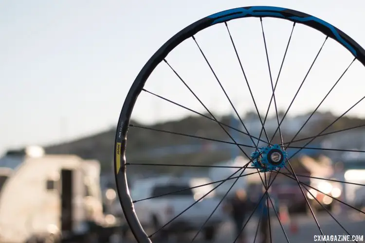 The $750 Mavic Elite XA Trail wheelset comes in three colors, with QR and thru axle adaptors, tubeless sealant, valves and mountain tires but the 25mm internal rim looks like a fine choice for tubeless cyclocross and gravel use. © Cyclocross Magazine