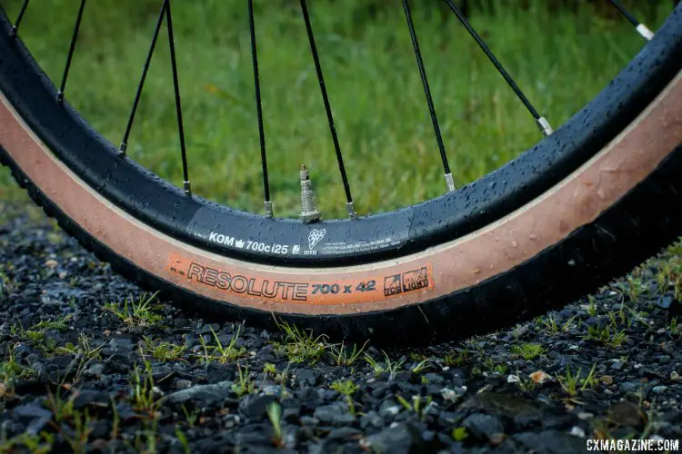 The WTB Resolute 42 gravel tire comes in 700c and 650b sizes and a skinwall sidewall.