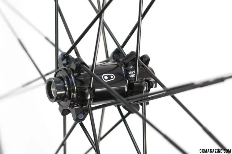 Straight pull spokes and hubs with swapable end caps for different axle configurations. Crankbrothers Zinc 3 cyclocross/gravel wheels. © Cyclocross Magazine