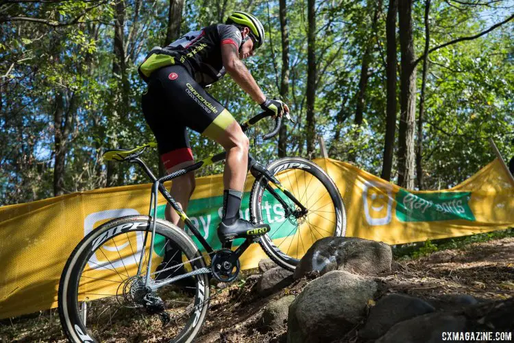 The small boulders, which are natural features, force riders to be attentive. 2017 Trek CXC Cup, Friday UCI C2. © J. Curtes / Cyclocross Magazine