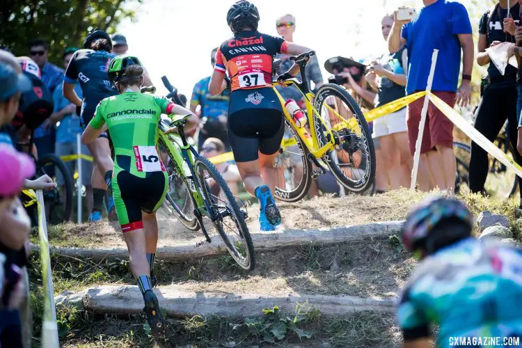Lucie Chainel leads Katie Keough. 2017 Trek CX Cup, Friday UCI C2. © J. Curtes / Cyclocross Magazine