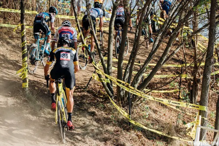 The woods offer different lines, and technical challenges. 2017 Trek CX Cup, Friday UCI C2. © J. Curtes / Cyclocross Magazine