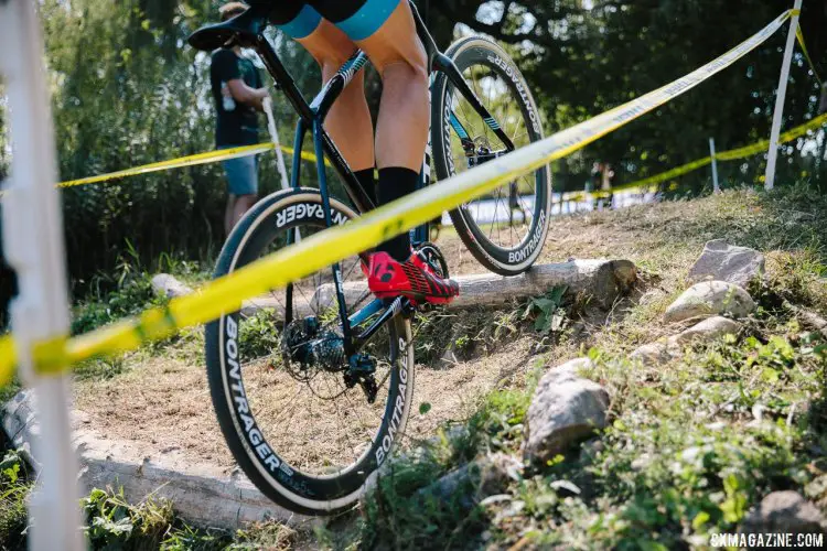 The spacing of the stairs makes it challenging, and caused the Sanne Cant crash that led her to dropping out. 2017 Trek CXC Cup, Friday UCI C2. © J. Curtes / Cyclocross Magazine