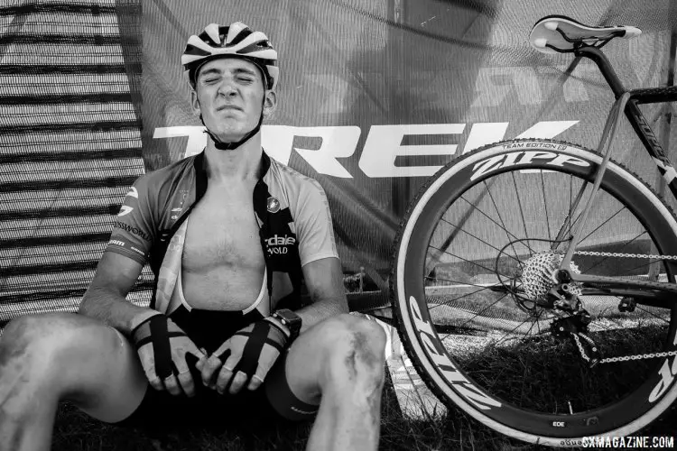 Magnus Sheffield feeling the heat of the 2017 Trek CX Cup, Friday UCI C2. © J. Curtes / Cyclocross Magazine