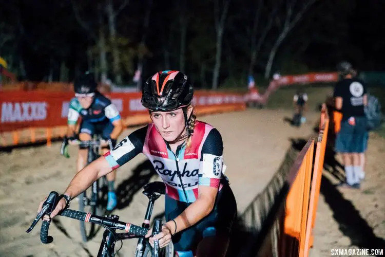 Ellen Noble had a strong start but faded. Elite Women, 2017 Jingle Cross Day 1 UCI C1 (Friday Night). © J. Curtes / Cyclocross Magazine
