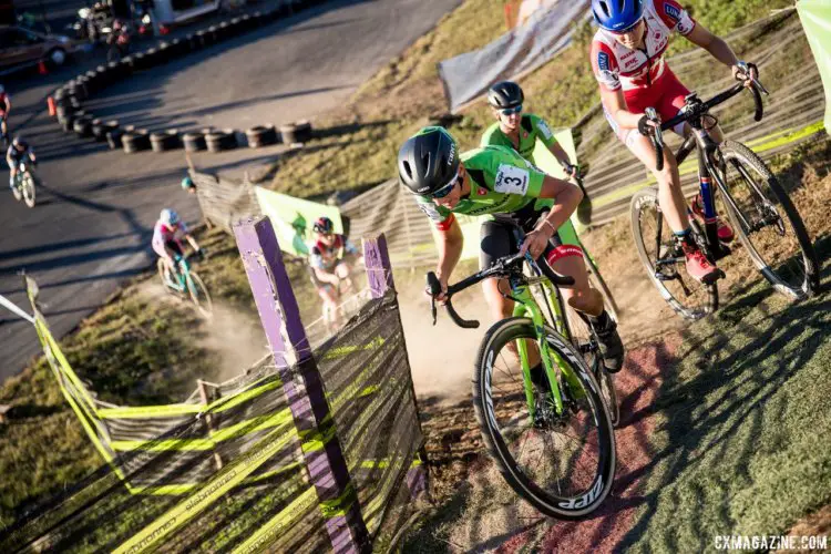Kaitie Keough and Maghalie Rochette spent the second half of Friday's race on the front. 2017 KMC Cross Fest Day 1 (Friday) © J. Curtes / Cyclocross Magazine