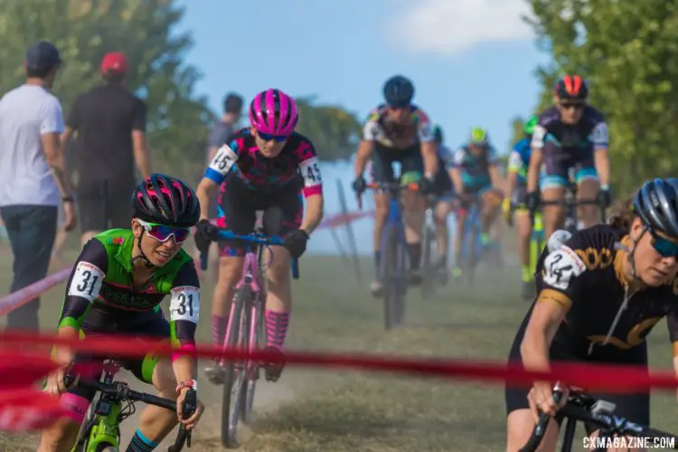 Erin Faccone (Team Averica) battles the dust during Saturday's race. 2017 Charm City Cross © M. Colton / Cyclocross Magazine