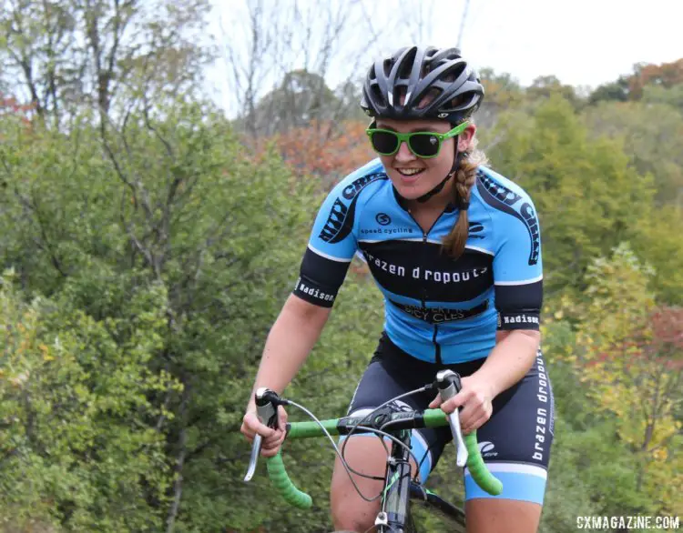 Olivia Cope enjoyed her climbing during the afternoon. 2017 Grafton Pumpkin Cross. © Z. Schuster / Cyclocross Magazine