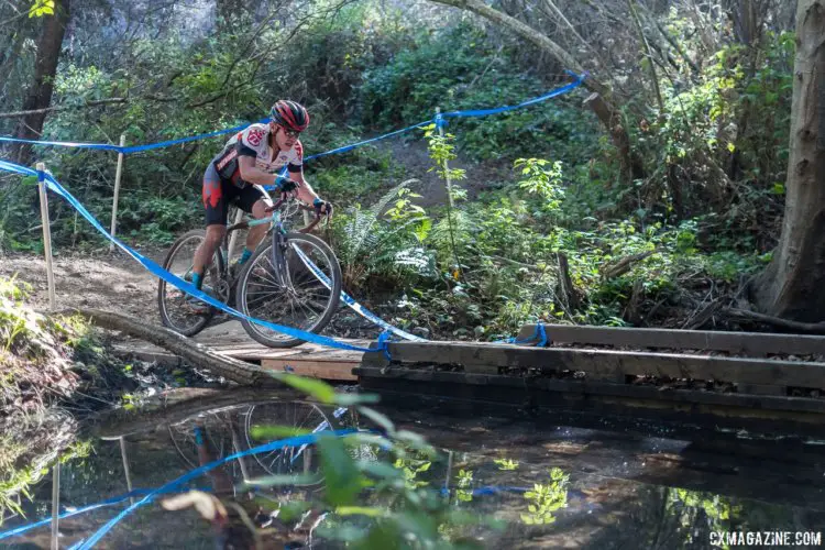 The second creek crossing was aided by a bridge. 2017 Rock Lobster Cup, Wilder Ranch. © J. Vander Stucken / Cyclocross Magazine