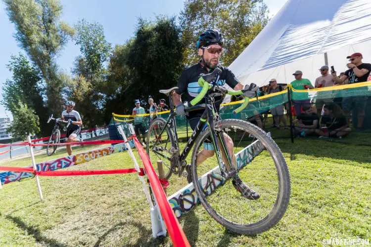 The barriers had some added local flavor. 2017 West Sacramento GP (Saturday). © J. Vander Stucken / Cyclocross Magazine