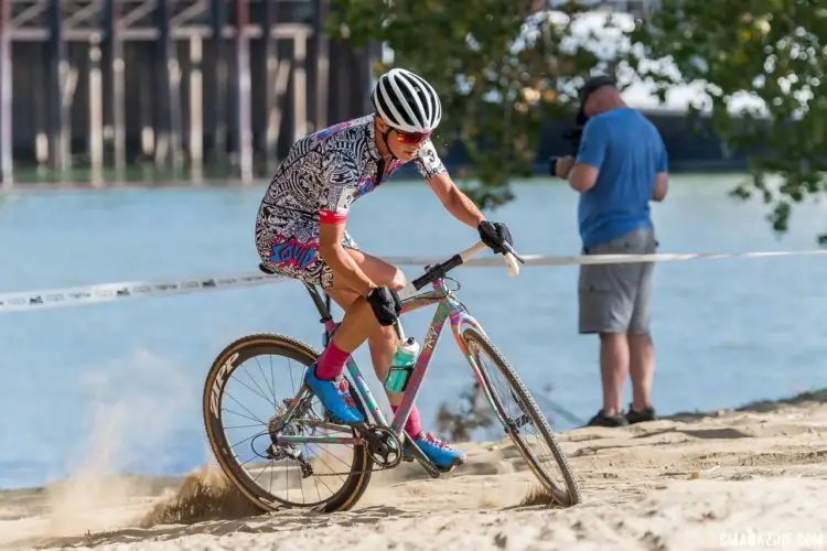 Emily Kachorek (Squid Bikes) battles the sand. 2017 West Sacramento GP (Saturday). © J. Vander Stucken / Cyclocross Magazine